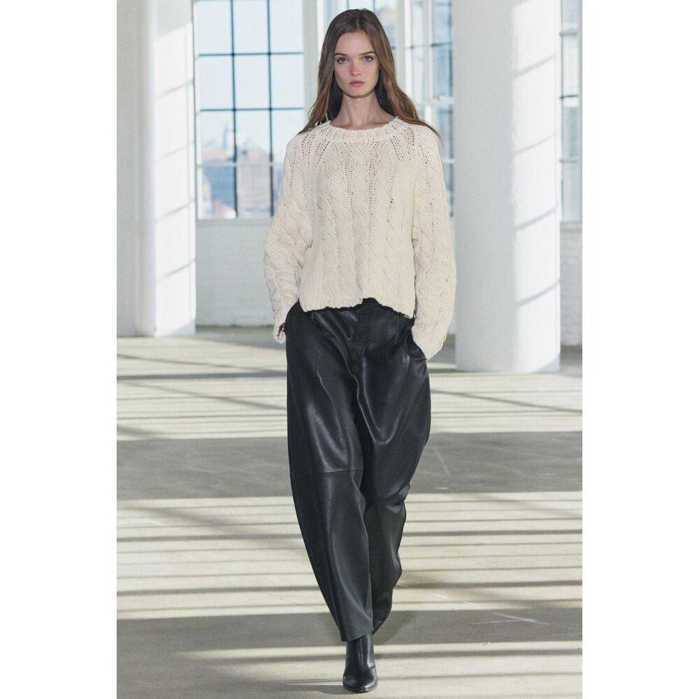 Cream Zara Side Vents Ties Chunky Knit Long Sleeve Pullover Sweater (NWT) - Picture 5 of 10
